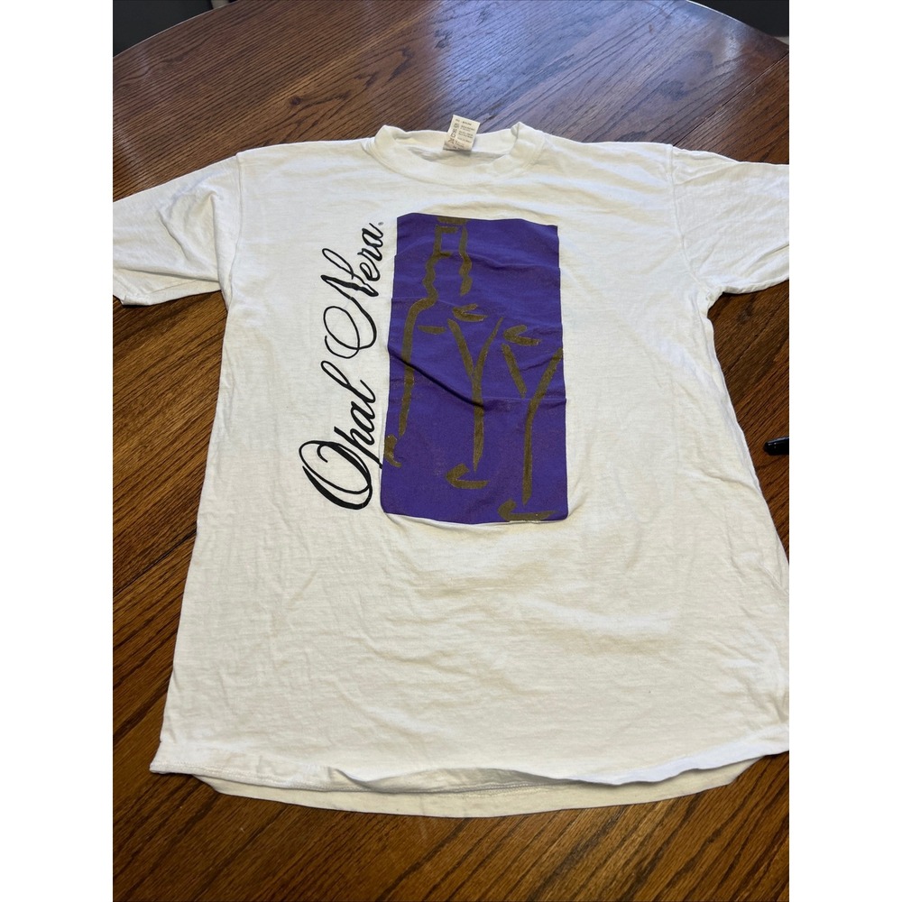 Vintage Opal Nera Sambuca Liqueur Promo T-Shirt White Purple Gold Mens Medium
